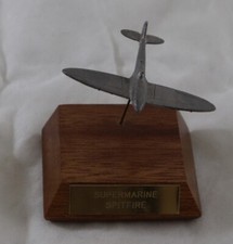 Supermarine Spitfire cast aluminium model on wooden stand - Peter Ferguson
