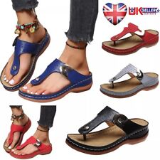 Ladies Orthopedic Sandals Casual Flat Flip Flops Womens Low Wedge Shoes Size 2-8