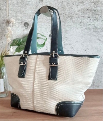 Coach ivory navy tote - coach,