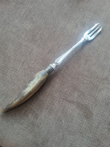Vintage horn handle - horn, silver
