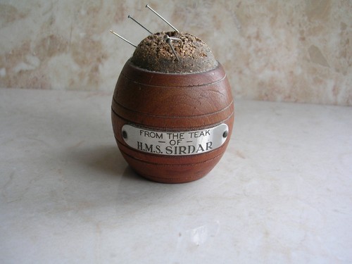 Barrel shaped pin cushion - cushion, made