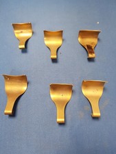 6 x Vintage Brass Picture Rail Hooks Antique Old Reclaimed