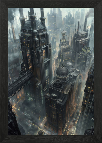 Steampunk cityscape framed - cityscape, #3