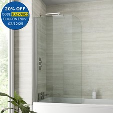 800mm Bath Shower Screen Bathroom Curved Pivot Chrome Reversible Frameless Glass