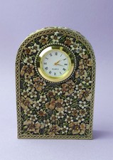 Small Desk Clock Jewelled Enamel Floral Motif Clock Replaced Clock