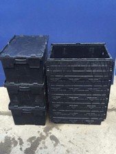 3 x 60ltr Heavy Duty Plastic Storage Tote Boxes 60 x 40 x 30cm ALC Folding Lid
