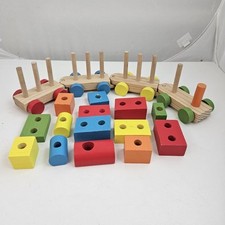 Wooden Stacking Blocks Train. Stackable Train. 4 Train Carriages and Blocks