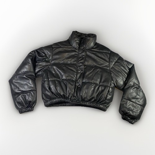 Zara black faux leather puffer - zara,