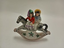 Vintage Ceramic Figurine of Children on Rocking Horse Ornament 20x23x7cm