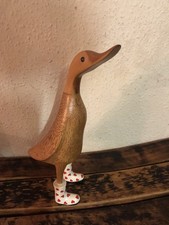 Wooden Duck In White Wellies