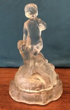 Art Deco Frosted Glass Centrepiece - Peter Pan With Frog by Walther