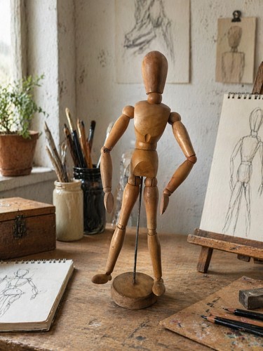Vintage wooden artist lay - vintage,