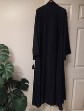 Black Open Abaya Kimono Gown Luxury Fabric Buttoned Flare design Tussles 