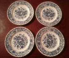 4 x Ridgway Ironstone "CLIFTON"  Blue & White Floral 6.25" SIDE Plates