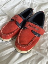 Boys Timberland Boat Suede Loafers Red UK Infant 13