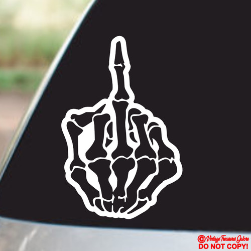 Skull middle finger flip off - skull,
