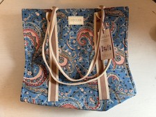 JOULES Empty Floral Weekend Tote Bag Paisley Blue Pink Beach Brand New