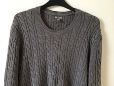 Gap Italian Merino Wool Grey Cable-Knit Jumper. Ex.Large. 44”-46” Chest. Good