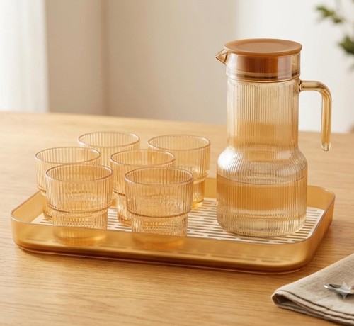 Amber crystal glass jug - crystal,