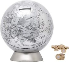 Exerz Money Box Globe Piggy Bank Diameter 16cm - Silver