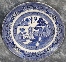W ADAMS & SONS — WILLOW PATTERN — x 1  — DINNER PLATE — C. 1891 - C. 1900 — NXB