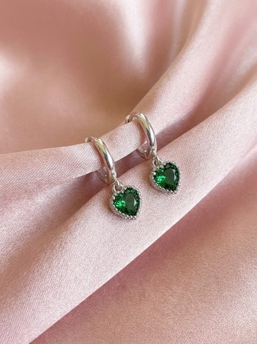 Emerald heart earrings halo - heart,