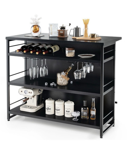 Black wood wine bar - wine,