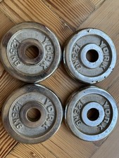 York rare Chromed Iron 1” barbell dumbbells weight Plates - 4 x 1.25kg