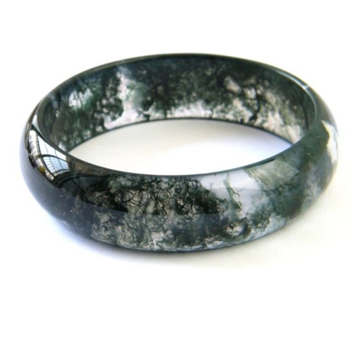 Natural moss agate - , bracelet