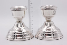 Sterling Silver Short Candlesticks 2 1/2 inch, Broadway & Co Birmingham 1977