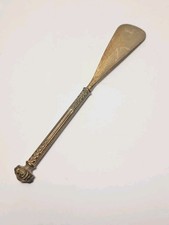 Vintage/Antique Short Gold-Colored Decorative Metal Shoe Horn ~ 24.5cm