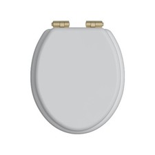 Heritage White Gloss Toilet Seat with Brushed Brass Soft Close Hinge