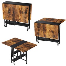 Extendable Kitchen Table for 2-4, Folding Drop Leaf Dining Table with Wheels