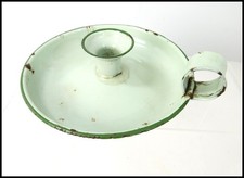 Vintage Original Green Enamelled Metal Candlestick Holder Display Prop