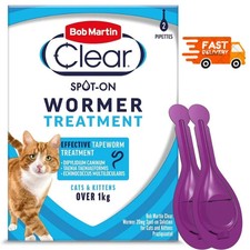 Bob Martin Clear | Spot On Wormer for Cats & Kittens 2 Pipettes