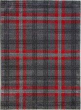 Silver Tartan Rug Red Plaid