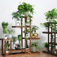 Large 6 Tier Wood Plant Stand