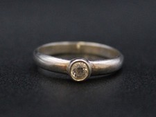 .925 STERLING SILVER White CZ Solitaire Statement Ring, Size Q, 2.60g - B84