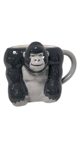 Grey gorilla shape ceramic mug - gorilla,