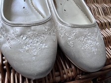 Wedding Collection White Embroidered Flat Ballet Pumps Shoes UK Size 4