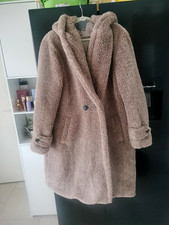 Ladies beige hooded fur teddy coat size 20 new