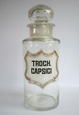 Large Victorian Chemist Pharmacy Glass Jar Original Stopper Tincture Capsicum