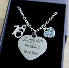 ENGRAVED Necklace Heart Pendant Personalised Birthday Gifts 16th 18th 21st 40th