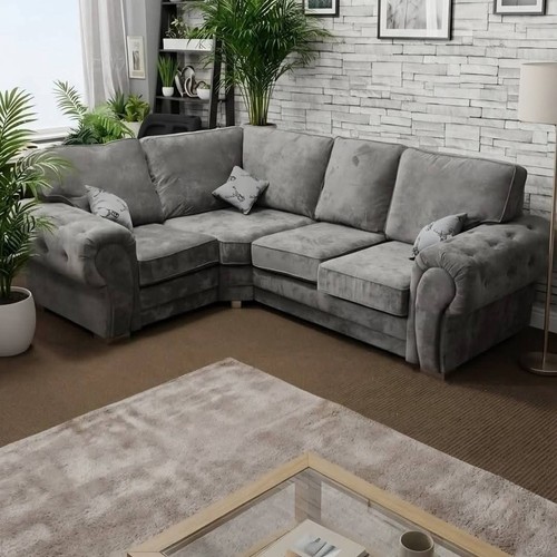 Large grey fabric corner sofa - large,