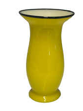 Czech Bohemian Yellow Tango Glass Vase With Applied Black Rim Height 18.5cm