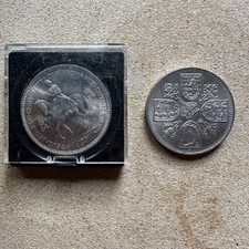 1953 Five Shilling Coronation Coin Queen Elizabeth II - pair of coins 