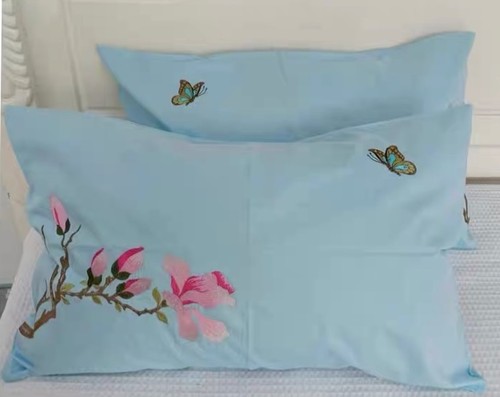 Embroidered cotton pillowcase - cotton,