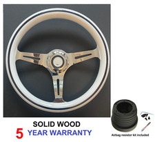 WHITE WOOD STEERING WHEEL &