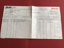 Hovis Bread RHM Flour Mills Ltd Essex  Bakers Pride 1972 Receipt R43307