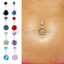 Women Round Cubic Zircon Multicoloured Belly Button Ring Navel Bar Stud Piercing